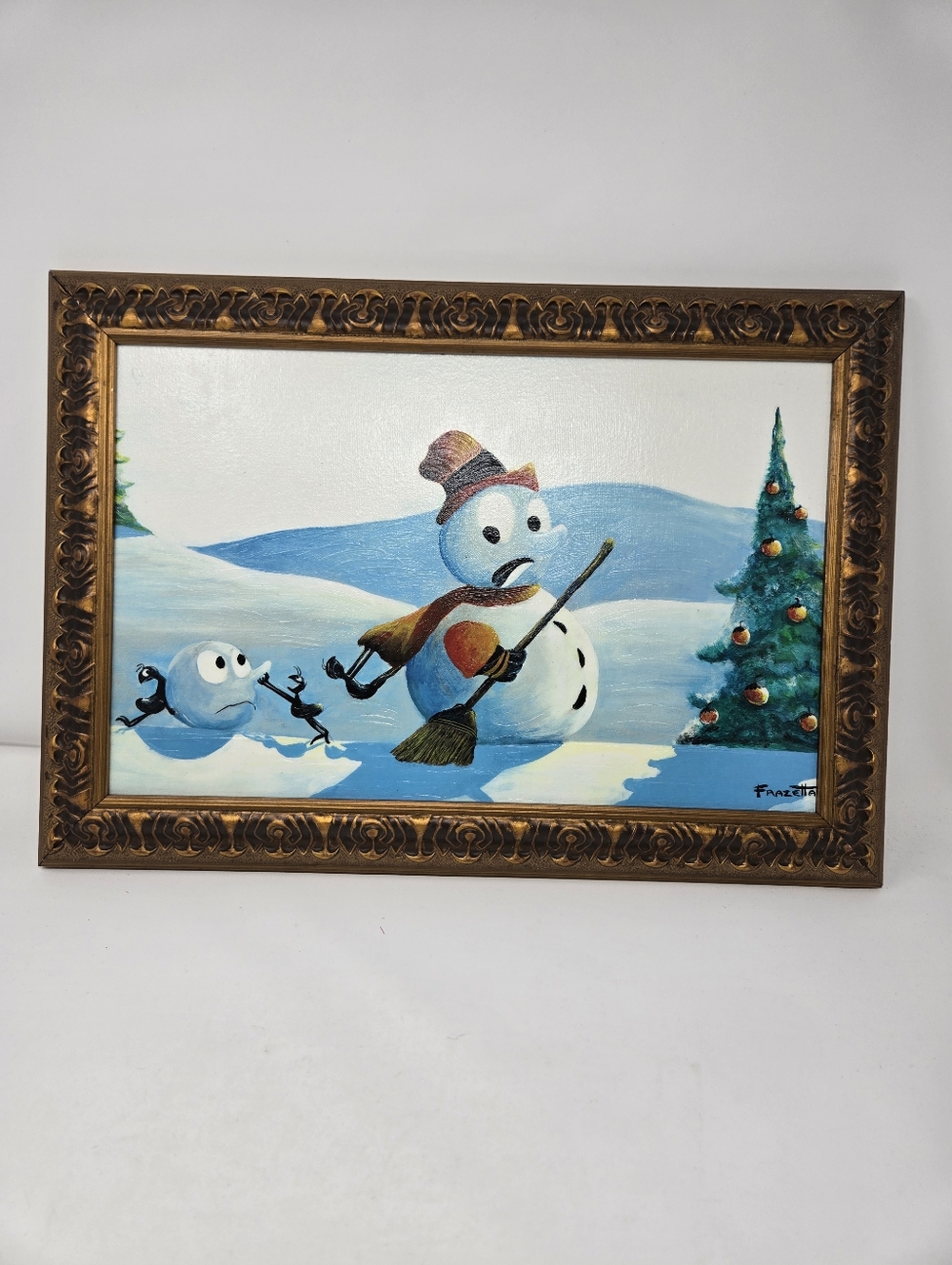 Frazetta Ants Building A Snowman Framed Art / Painting Christmas Winter